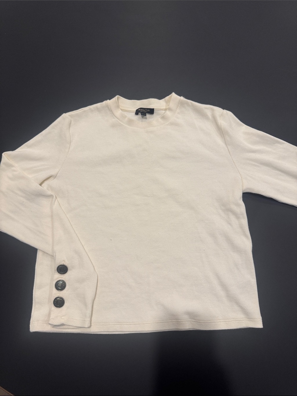 Massimo Dutti Cream Long-Sleeve Kids Top with Side Buttons